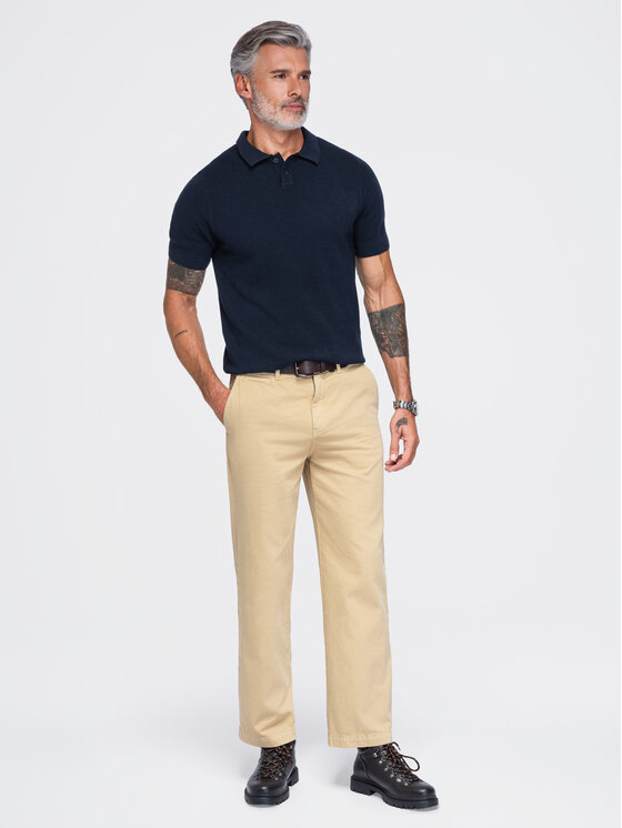 Ombre Ombre Polo OM-POSS-0178 Granatowy Regular Fit