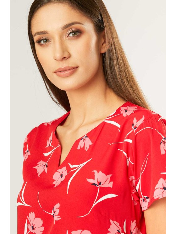 QUIOSQUE QUIOSQUE Bluzka IDRM6145 SHIRT Czerwony Regular Fit