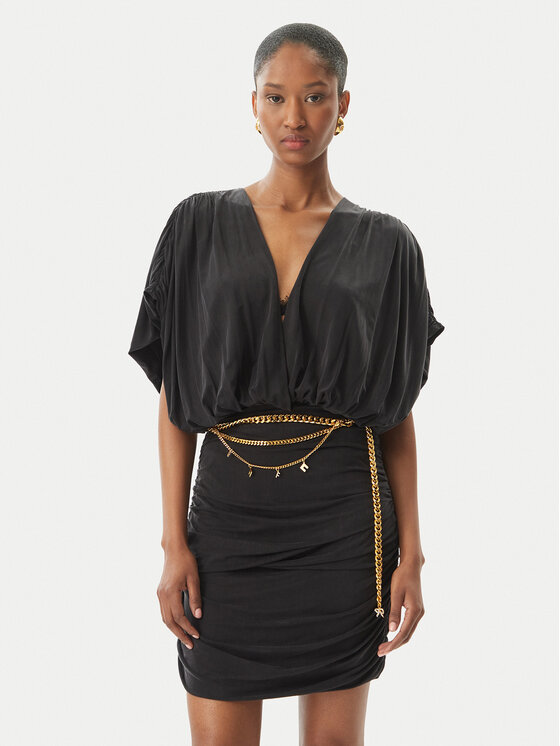 Elisabetta Franchi Sukienka koktajlowa AB-765-51E2 Czarny Regular Fit