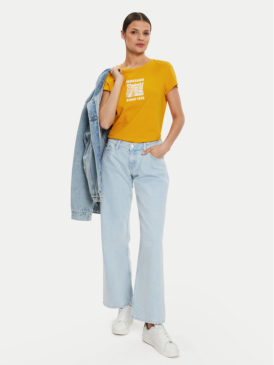 Mustang Mustang T-särk Loa 1015162 Kollane Slim Fit