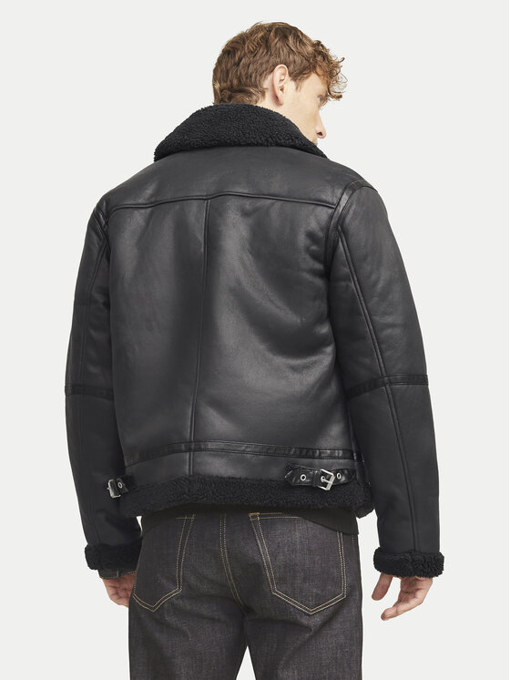 Jack & Jones Jack & Jones Kurtka z imitacji skóry Cole Aviator 12261819 Czarny Regular Fit