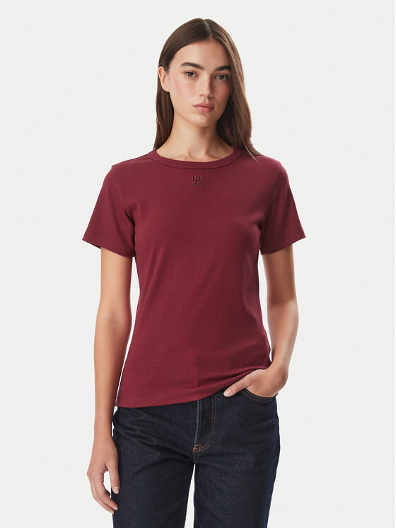 HUGO HUGO T-Shirt Deloris  50512002 Czerwony ciemny Slim Fit