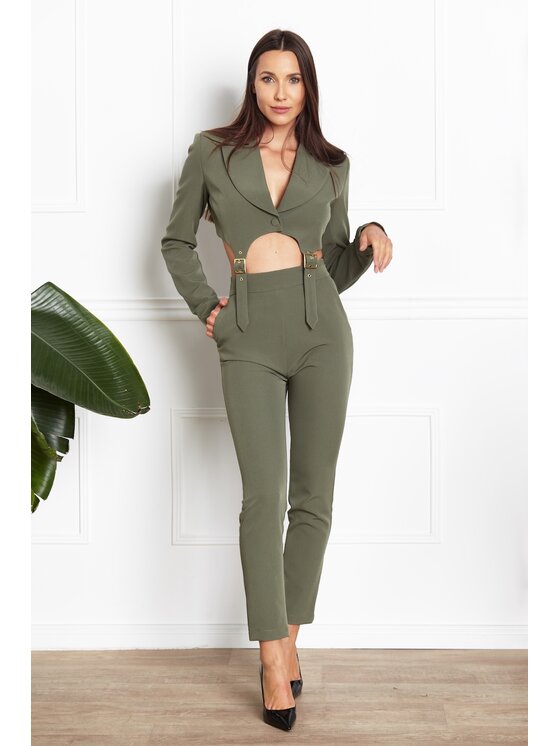 MANDRAGORA MANDRAGORA Kalhoty z materiálu feminity Zelená Slim Fit