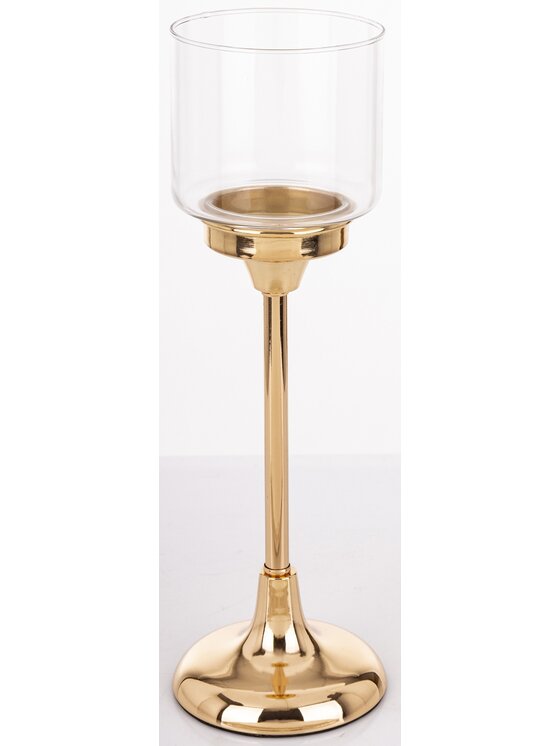 MIAhome MIAhome Świecznik złoty z kloszem 34x11 cm LAMBONG - III wysoki Złoty