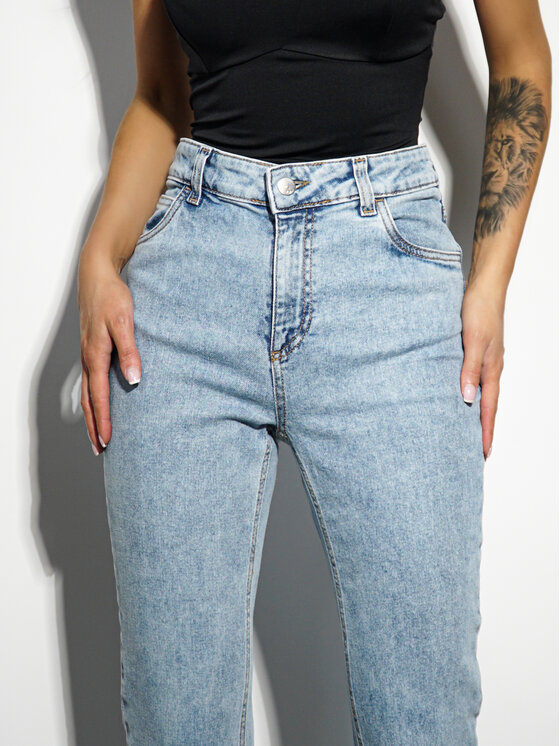 LilaLou LilaLou Jeansy Dzwony Niebieski Slim Fit