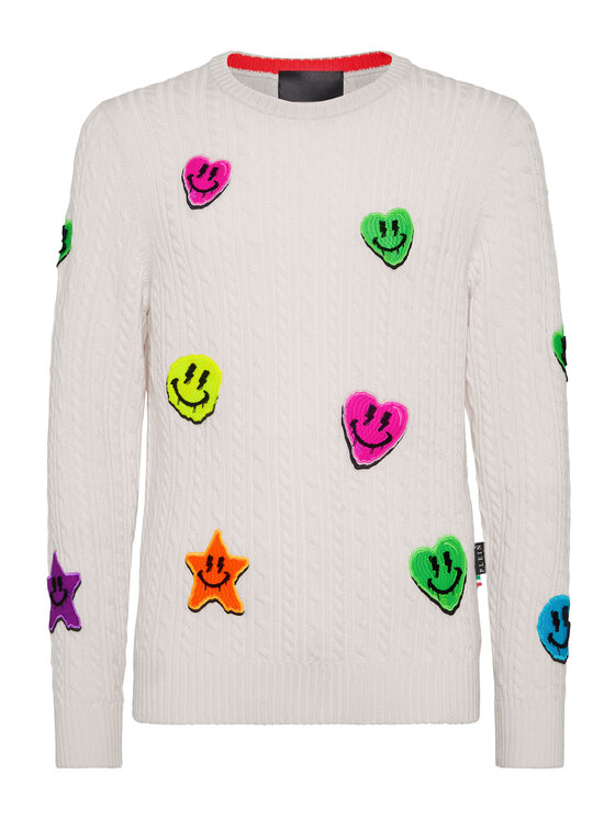 PHILIPP PLEIN PHILIPP PLEIN Sweter 15629 Biały Regular Fit