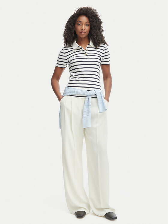 Tommy Hilfiger Tommy Hilfiger Тениска с яка и копчета WW0WW49252 Бял Slim Fit