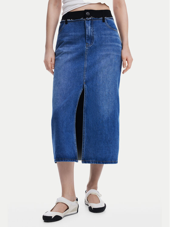 Női Farmer szoknya Desigual, Méret: L, Kék, 25SWFD02
