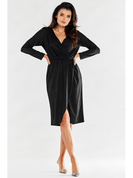 Awama Awama Večerní šaty A548 Černá Basic Fit