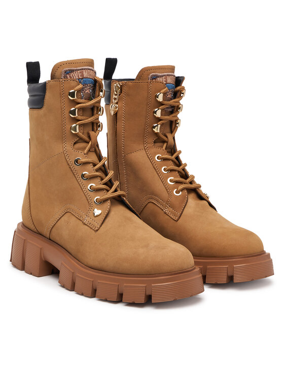LOVE MOSCHINO LOVE MOSCHINO Šnurovacia obuv JA24205G0PIP0200 Svetlo hnedá
