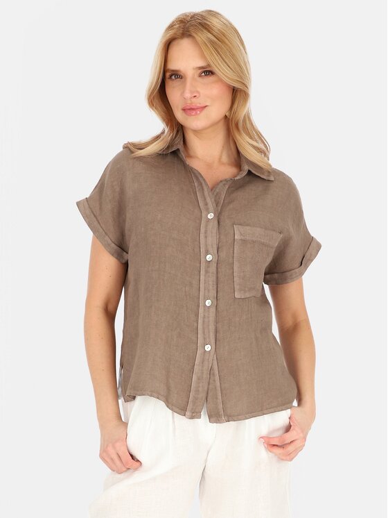 Perso Perso Blúzka CHCE255027F Hnedá Regular Fit