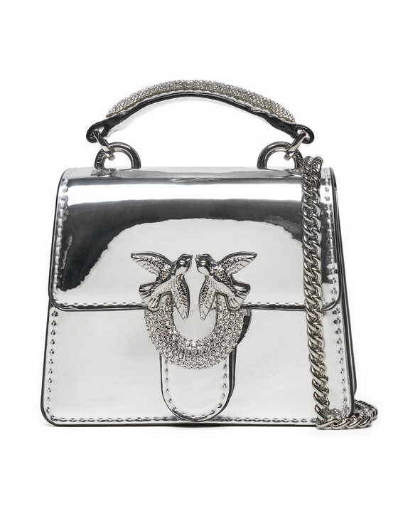 PINKO Kabelka Love One Top Handle Micro Light AI 24-25 PLTT 102740 A1JD Strieborná