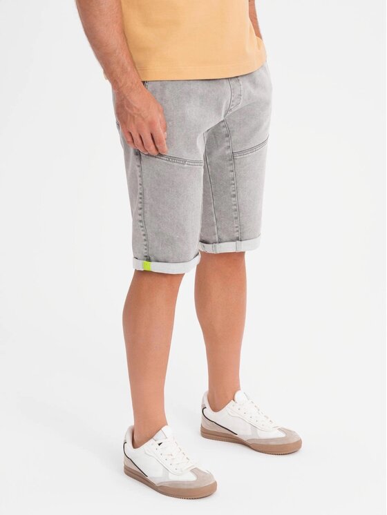 Ombre Ombre Szorty jeansowe OM-SRDS-0135 Szary Regular Fit