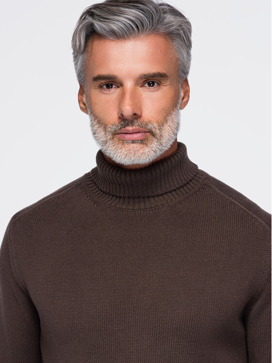 Ombre Ombre Svetr OM-SWTN-0192 Tmavě hnědá Regular Fit