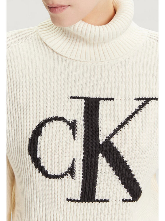 Calvin Klein Jeans Calvin Klein Jeans Πουλόβερ BLOWN UP CK LOOSE SWEATER CONTRA Μπεζ Loose Fit