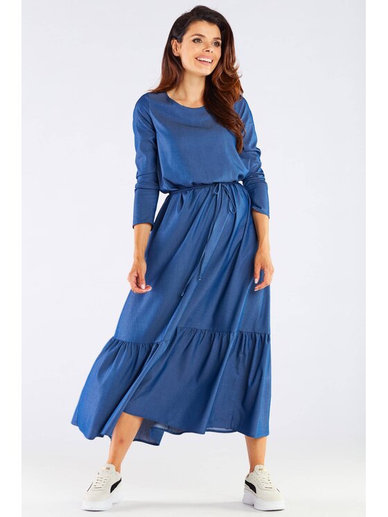 Awama Awama Letní šaty A455 Modrá Basic Fit