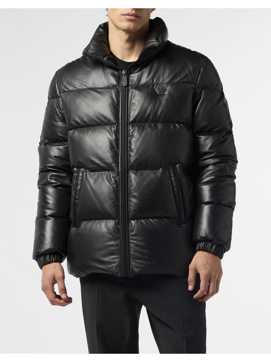 PHILIPP PLEIN PHILIPP PLEIN Kurtka skórzana 26031 Czarny Regular Fit