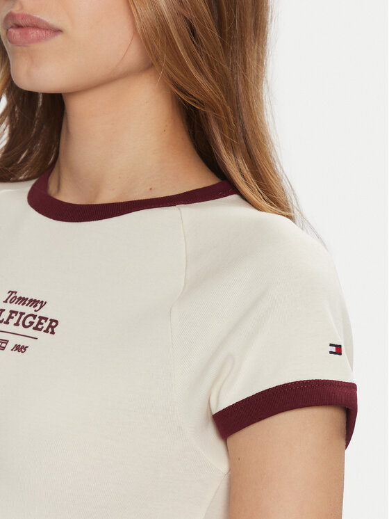 Tommy Hilfiger Tommy Hilfiger T-shirt WW0WW43898 Bež Slim Fit