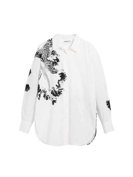 Desigual Desigual Hemd Orchid Lacroix 26SWCW29 Weiß Oversize