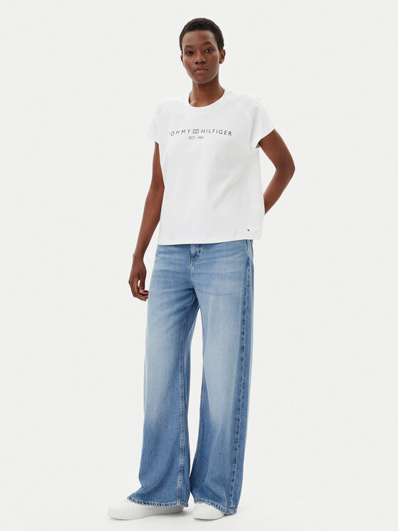 Tommy Hilfiger Tommy Hilfiger Póló WW0WW46113 Fehér Regular Fit