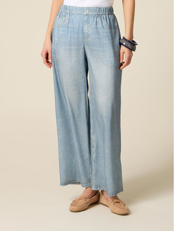 Oltre Oltre Spodnie materiałowe P056J002557N004 Turkusowy Baggy Fit