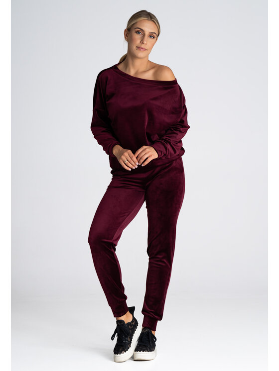 FIGL FIGLFIGL Pantaloni da donna M965 Bordeaux Regular Fit