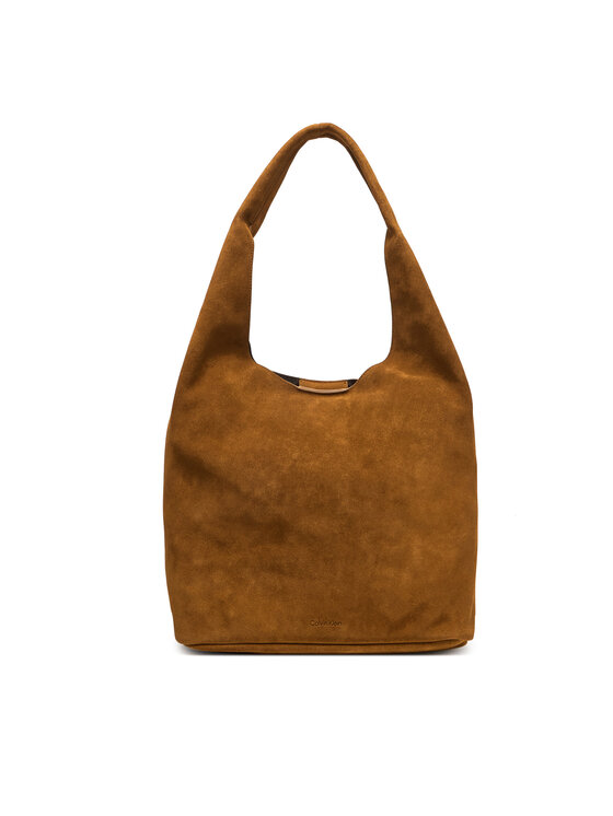 Calvin Klein Calvin Klein Kabelka Slouchy Suede Leather Medium Bag LV04F3597G Hnědá