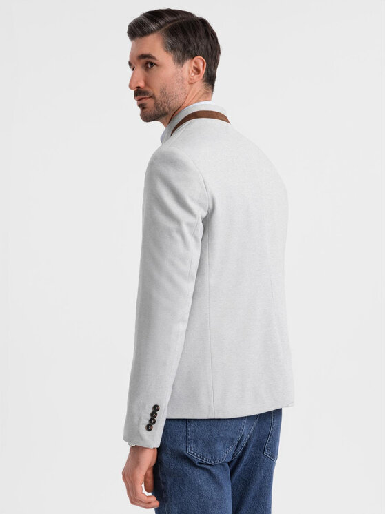 Ombre Ombre Marynarka OM-BLZB-0131 Szary Regular Fit