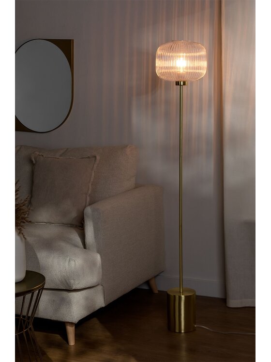 MIAhome MIAhome Lampa podłogowa złoto szkło Erlin Złoty