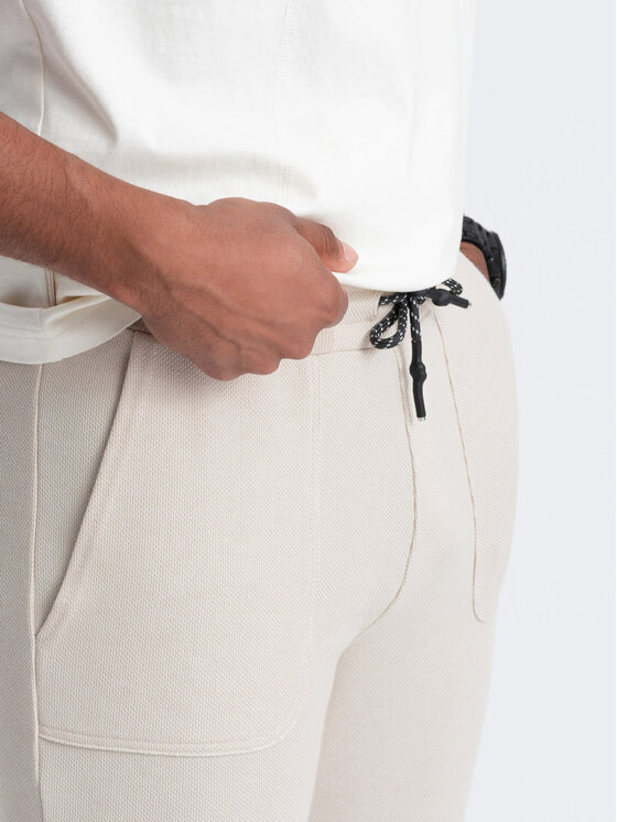 Ombre Ombre Spodnie dresowe OM-PASK-0211 Beżowy Regular Fit
