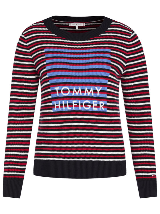 TOMMY HILFIGER Sweter Vivika Graphic C-Nk WW0WW26536 Kolorowy Regular Fit