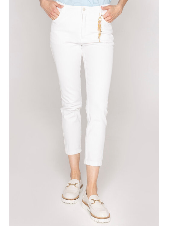 Deni Cler Milano Deni Cler Milano Spodnie materiałowe W-DC-5224-D2-H6-10-1 Biały Slim Fit