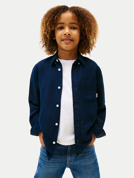 Tommy Hilfiger Cămașă KB0KB09550 D Bleumarin Relaxed Fit