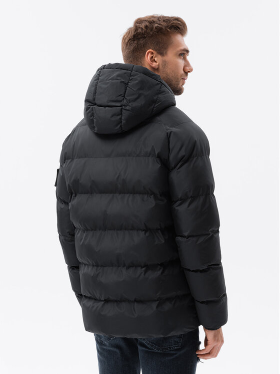 Ombre Ombre Zimní bunda OM-JAHP-0178 Černá Regular Fit