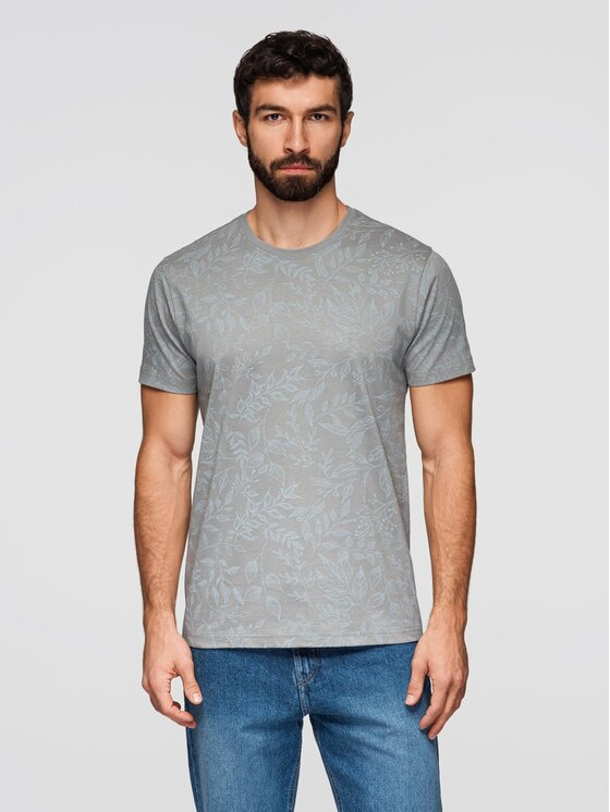 Ombre Ombre T-Shirt OM-TSFP-0262 Szary Regular Fit