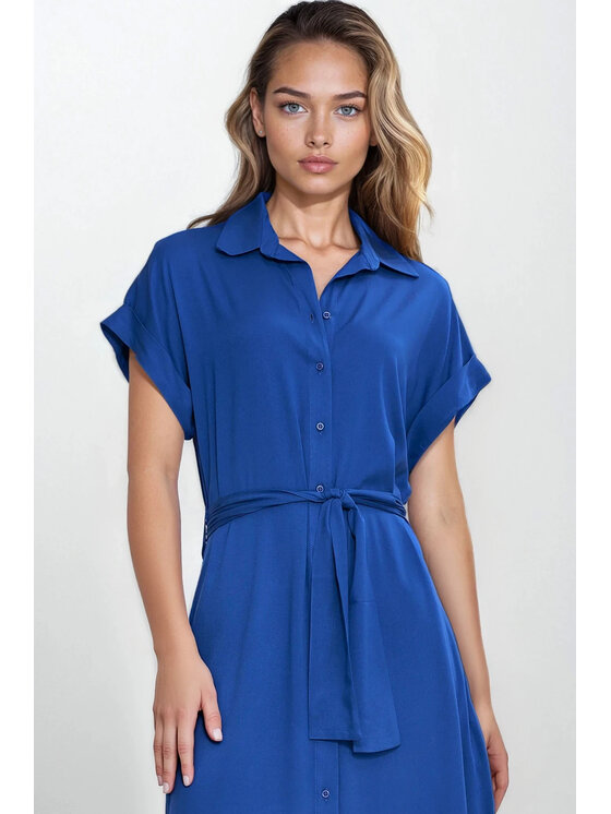 NIFE NIFE Košilové šaty S270 Modrá Modern Relaxed Fit