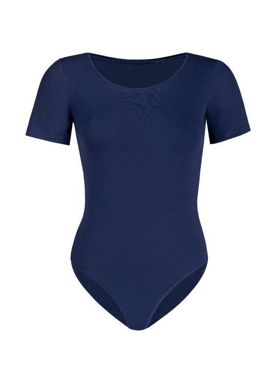 Teyli Teyli Body T-shirt damski okrągły dekolt Shirty Niebieski Regular Fit