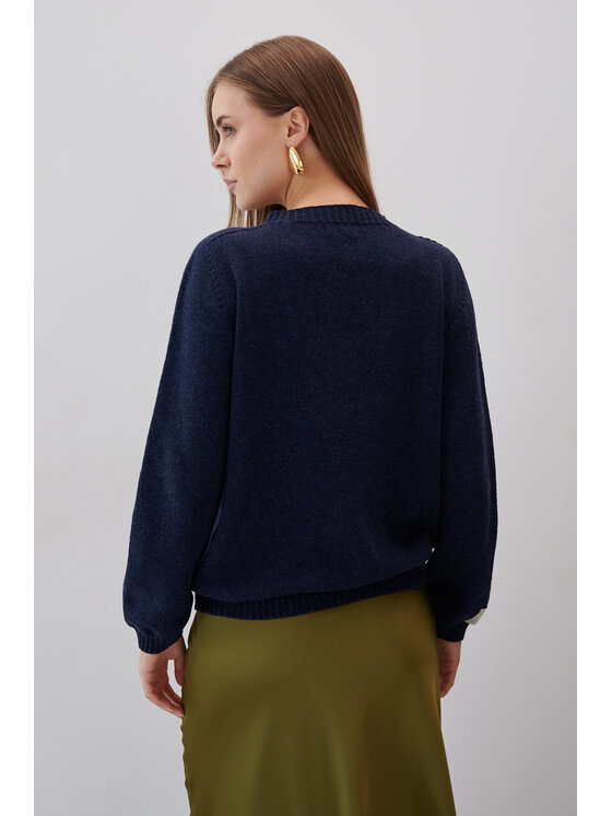 Fobya Fobya Sweter F2051 Granatowy Basic Fit