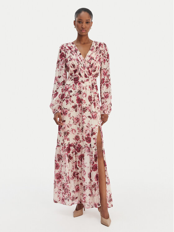 Guess Sukienka wieczorowa W6RK39 WJ712 Écru Regular Fit