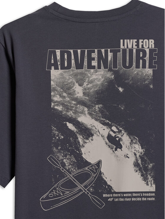 4F 4F T-Shirt ENJOY THE OUTDOORS Szary ciemny Loose Fit