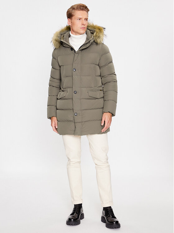 Hetregó Hetregó Пухено яке Parker 8K436M 23WU07 Сив Regular Fit