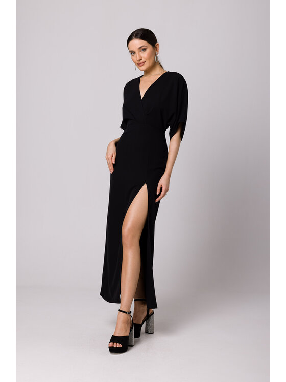 Makover Makover Sukienka codzienna K163 Czarny Modern Fit