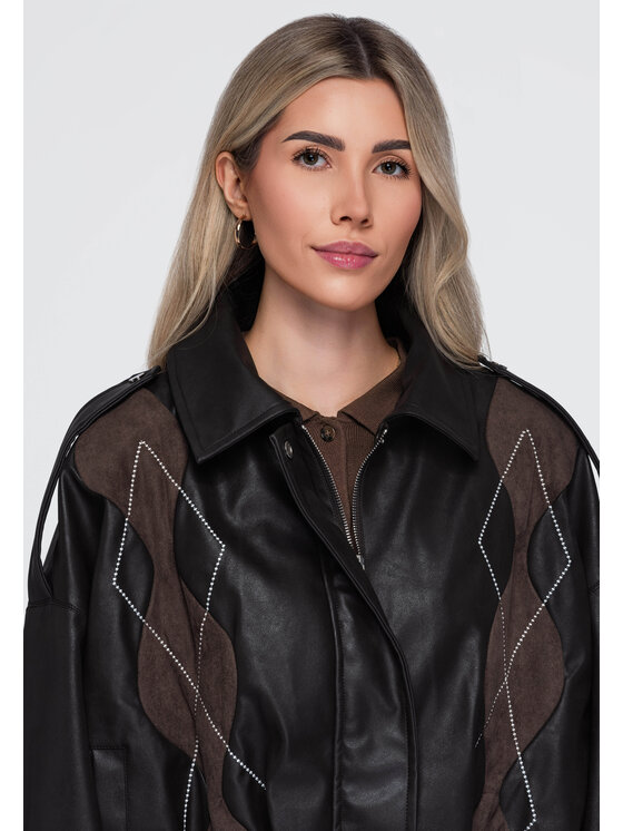 Ombre Ombre Kurtka przejściowa OW-JT-E0004 Brązowy Relaxed Fit