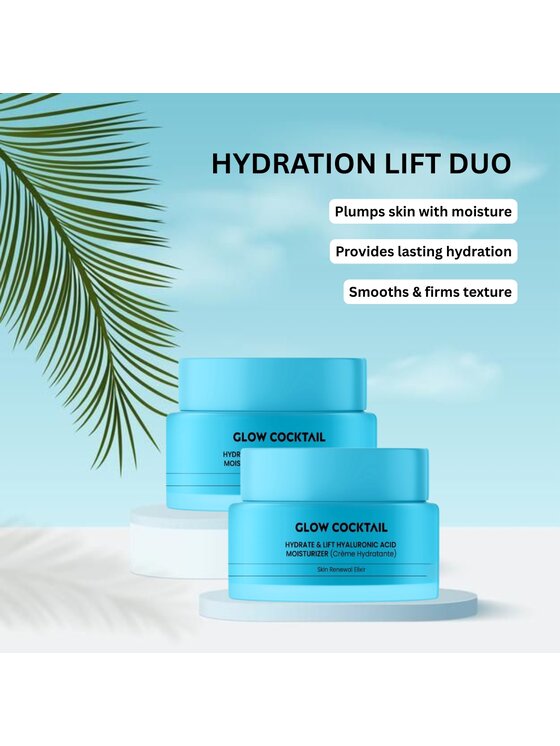 Glow Cocktail Glow Cocktail 2 x nawilżający i liftingujący krem z kwasem hialuronowym 50 ml Zestaw do pielęgnacji skóry