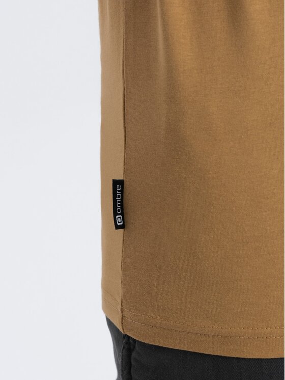 Ombre Ombre Longsleeve OM-LSBL-0106 Złoty Regular Fit