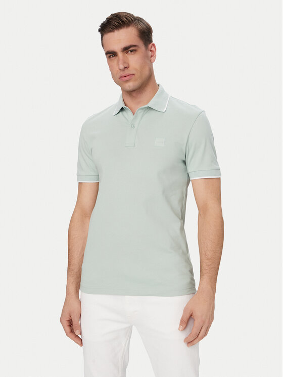 BOSS Tricou polo Passertip 50507699 Turcoaz Slim Fit