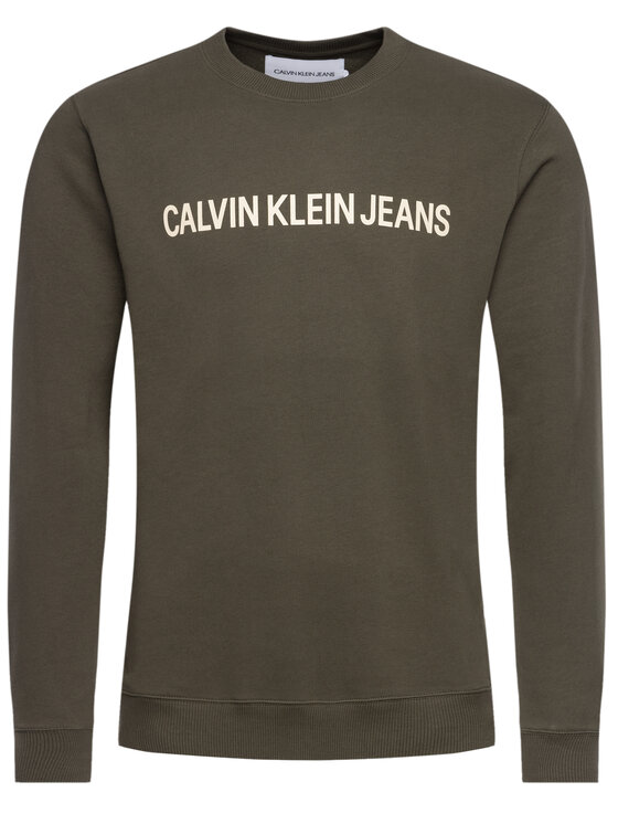 Calvin Klein Jeans Calvin Klein Jeans Pulóver Institutional Logo J30J307758 Zöld Regular Fit
