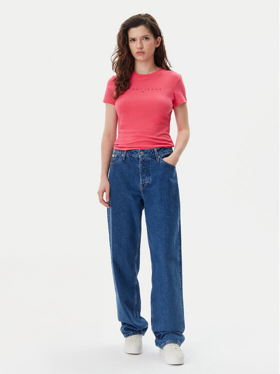 Tommy Jeans Tommy Jeans T-Shirt Tonal Linear DW0DW20315 Różowy Slim Fit