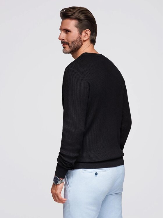 Ombre Ombre Sweter OM-SWSW-0182 Czarny Regular Fit