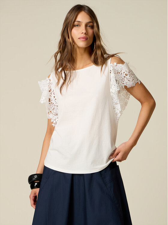 Oltre Oltre T-Shirt G02AJ004729N011 Biały Regular Fit